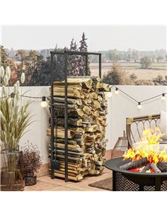 Outsunny 40-65/100-150cm Adjustable Metal Firewood Log Holder 842-351V00BK 2