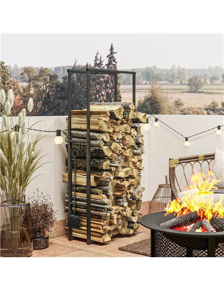 Outsunny 40-65/100-150cm Adjustable Metal Firewood Log Holder 842-351V00BK - pic 104841 | FastDaddyshop