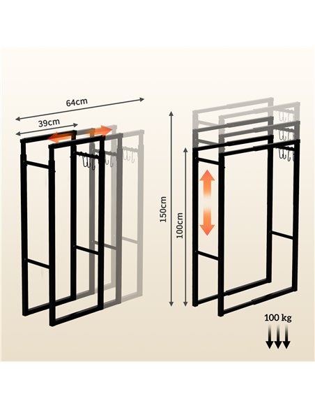 Outsunny 40-65/100-150cm Adjustable Metal Firewood Log Holder 842-351V00BK - pic 104842 | FastDaddyshop