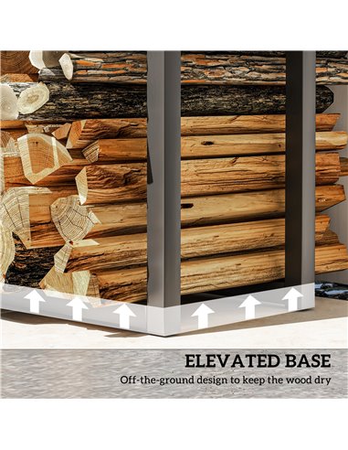 Outsunny 40-65/100-150cm Adjustable Metal Firewood Log Holder 842-351V00BK