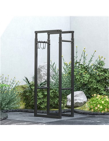 Outsunny 40-65/100-150cm Adjustable Metal Firewood Log Holder 842-351V00BK
