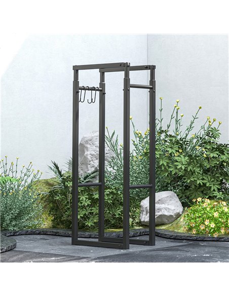 Outsunny 40-65/100-150cm Adjustable Metal Firewood Log Holder 842-351V00BK - pic 104847 | FastDaddyshop