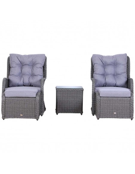 Outsunny 2 Seater Deluxe Garden Rattan Furniture Set, Grey - pic 10485 | FastDaddyshop