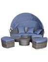 Outsunny 6 Seater PE Rattan Outdoor Garden Round Sofa with Canopy, Grey