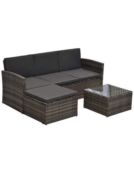 Outsunny 4-Seater Outdoor Garden Rattan Furniture Set with Table, Grey - pic 10488 | FastDaddyshop