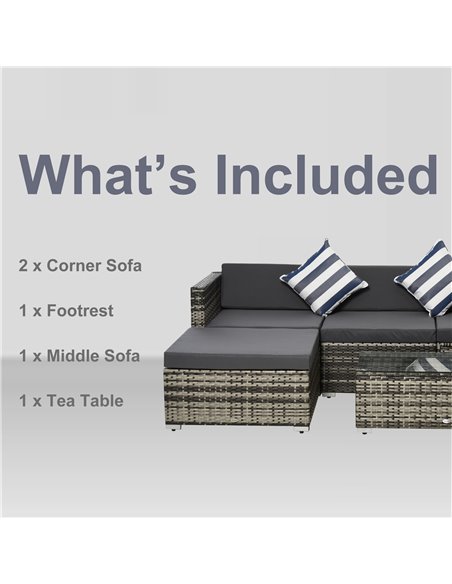 Outsunny 4-Seater Garden Rattan Furniture Set, Outdoor Sectional Conversation PE  Rattan Sofa Set, with Cushions Pillows and Gla - pic 10502 | FastDaddyshop