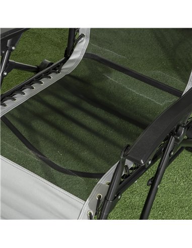 Outsunny Garden Recliner Chairs Set of 2, Outdoor Foldable Zero Gravity Chairs Set w/ Footstool and Detachable Headrest, Grey 84