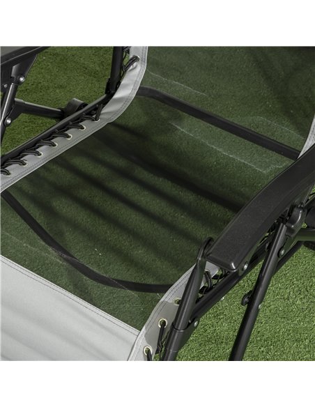 Outsunny Garden Recliner Chairs Set of 2, Outdoor Foldable Zero Gravity Chairs Set w/ Footstool and Detachable Headrest, Grey 84 - pic 105027 | FastDaddyshop