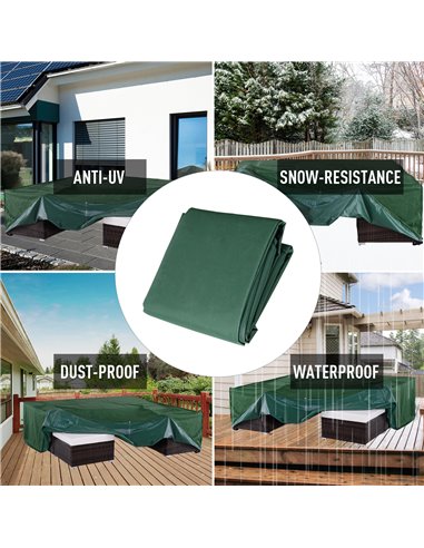 Outsunny 600D Oxford Patio Set Cover Outdoor Garden Rattan Furniture Protection Cover Protector Waterproof Anti-UV, Green, 135 x