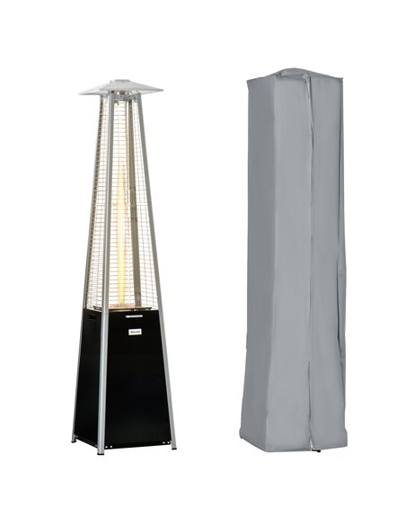 Outsunny 11.2KW Outdoor Patio Gas Heater Freestanding Pyramid Propane Heater Garden Tower Heater with Wheels, Dust Cover, Regula - pic 105074 | FastDaddyshop