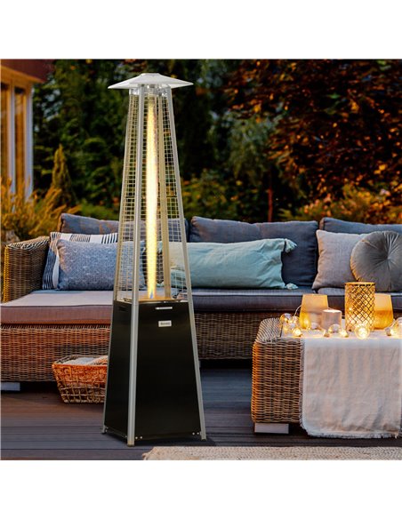 Outsunny 11.2KW Outdoor Patio Gas Heater Freestanding Pyramid Propane Heater Garden Tower Heater with Wheels, Dust Cover, Regula - pic 105075 | FastDaddyshop
