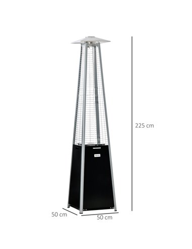 Outsunny 11.2KW Outdoor Patio Gas Heater Freestanding Pyramid Propane Heater Garden Tower Heater with Wheels, Dust Cover, Regula