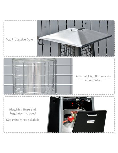 Outsunny 11.2KW Outdoor Patio Gas Heater Freestanding Pyramid Propane Heater Garden Tower Heater with Wheels, Dust Cover, Regula