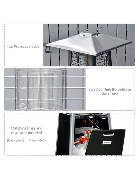 Outsunny 11.2KW Outdoor Patio Gas Heater Freestanding Pyramid Propane Heater Garden Tower Heater with Wheels, Dust Cover, Regula - pic 105080 | FastDaddyshop