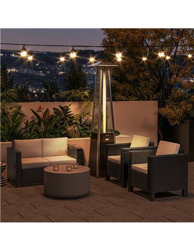 Outsunny 11.2KW Outdoor Patio Gas Heater Freestanding Pyramid Propane Heater Garden Tower Heater with Wheels, Dust Cover, Regula