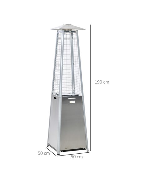Outsunny 11.2KW Outdoor Patio Gas Heater Stainless Steel Pyramid Propane Heater Garden Freestanding Tower Heater with Wheels, Du - pic 105085 | FastDaddyshop