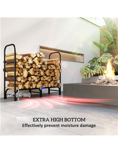 Outsunny 4FT Firewood Rack with Canvas Carrier Bag and 600D Oxford Waterproof Cover, Metal Log Store Indoors, Log Storage Rack H