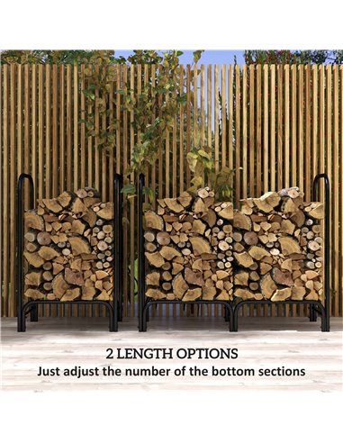 Outsunny 4FT Firewood Rack with Canvas Carrier Bag and 600D Oxford Waterproof Cover, Metal Log Store Indoors, Log Storage Rack H