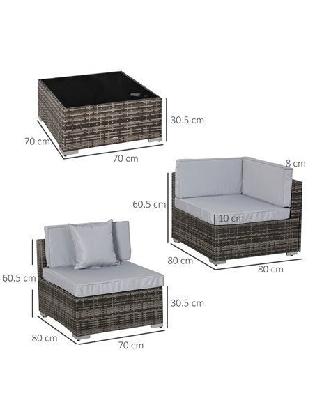 Outsunny 7 PC Garden Rattan Furniture Set Patio Outdoor Sectional Wicker Weave Sofa Seat Coffee Table w/ Cushion and Pillow Buck - pic 10514 | FastDaddyshop