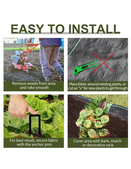 Outsunny 2x50m Gardener Premium Weed Barrier Landscape Fabric Durable & Heavy-Duty Weed Block Gardening Mat, Easy Setup & Superi - pic 105160 | FastDaddyshop