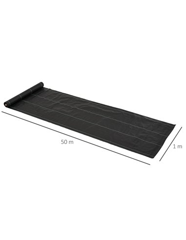 Outsunny 1x50m Gardener Premium Weed Barrier Landscape Fabric Durable & Heavy-Duty Weed Block Gardening Mat, Easy Setup & Superi