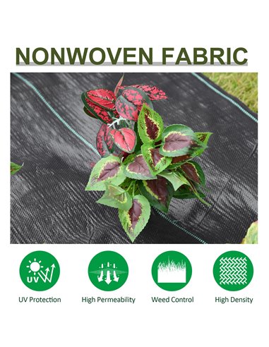 Outsunny 1x50m Gardener Premium Weed Barrier Landscape Fabric Durable & Heavy-Duty Weed Block Gardening Mat, Easy Setup & Superi