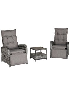 Outsunny 2 Seater Patio Rattan Wicker Chaise Lounge Sofa Set w/ Cushion for Patio Yard Porch 862-032V70