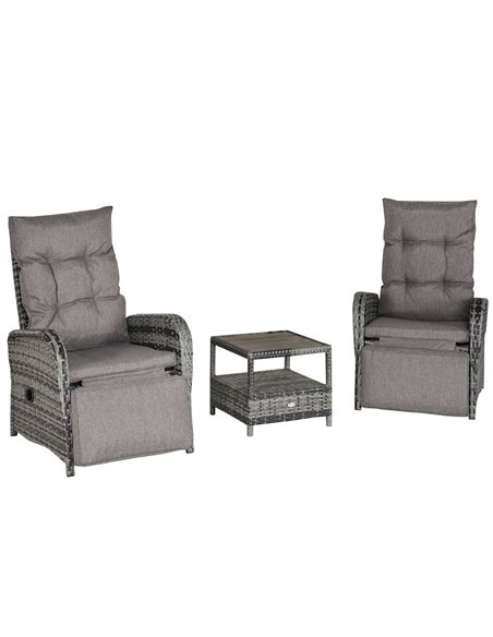 Outsunny 2 Seater Patio Rattan Wicker Chaise Lounge Sofa Set w/ Cushion for Patio Yard Porch 862-032V70 - pic 105182 | FastDaddyshop