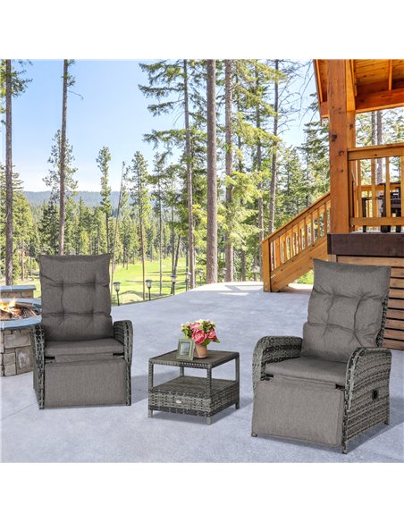 Outsunny 2 Seater Patio Rattan Wicker Chaise Lounge Sofa Set w/ Cushion for Patio Yard Porch 862-032V70 - pic 105183 | FastDaddyshop
