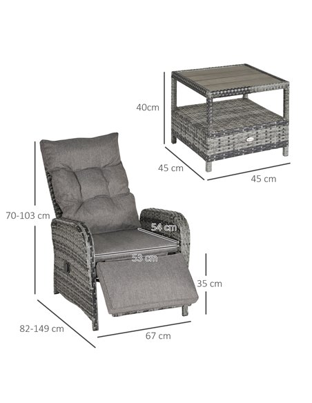 Outsunny 2 Seater Patio Rattan Wicker Chaise Lounge Sofa Set w/ Cushion for Patio Yard Porch 862-032V70 - pic 105184 | FastDaddyshop