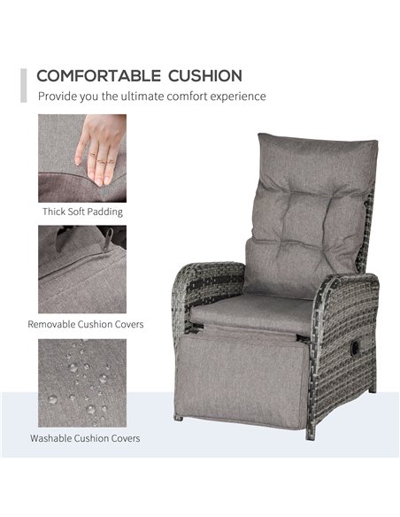 Outsunny 2 Seater Patio Rattan Wicker Chaise Lounge Sofa Set w/ Cushion for Patio Yard Porch 862-032V70 - pic 105188 | FastDaddyshop