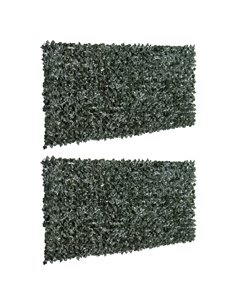 Outsunny Set of Two Artificial Leaf Hedge Screen Privacy Fence Panel for Garden Outdoor Indoor Decor, Dark Green, 3 x 1.5 m 844-