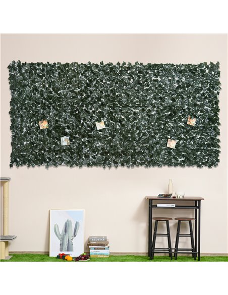 Outsunny Set of Two Artificial Leaf Hedge Screen Privacy Fence Panel for Garden Outdoor Indoor Decor, Dark Green, 3 x 1.5 m 844- - pic 105219 | FastDaddyshop