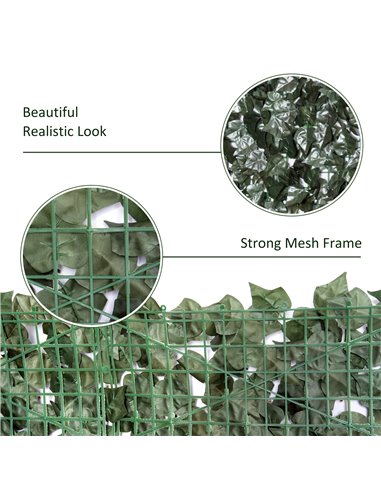 Outsunny Set of Two Artificial Leaf Hedge Screen Privacy Fence Panel for Garden Outdoor Indoor Decor, Dark Green, 3 x 1.5 m 844-