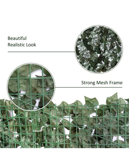 Outsunny Set of Two Artificial Leaf Hedge Screen Privacy Fence Panel for Garden Outdoor Indoor Decor, Dark Green, 3 x 1.5 m 844- - pic 105223 | FastDaddyshop