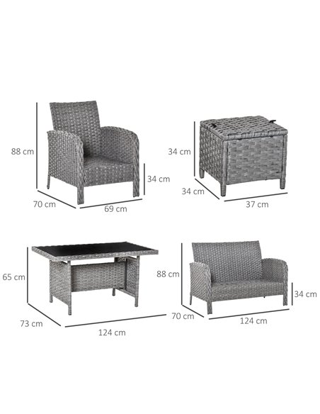 Outsunny 6-Seater Outdoor Patio Rattan Dining Table Sets All Weather PE Wicker Sofa Furniture Set for Backyard Garden w/ Cushion - pic 10530 | FastDaddyshop