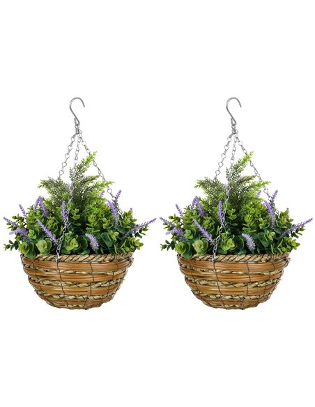 Outsunny Set of Two Artificial Hanging Lisianthus Flower Pots - Purple 844-360V00VT - pic 105317 | FastDaddyshop