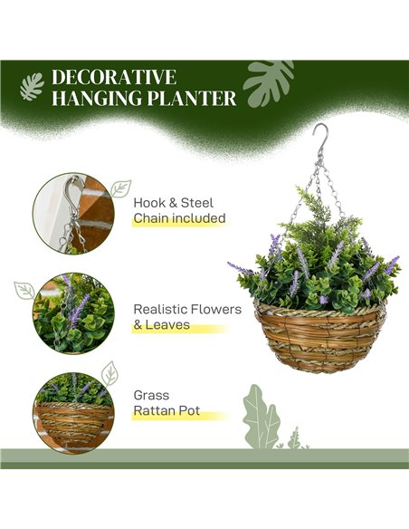 Outsunny Set of Two Artificial Hanging Lisianthus Flower Pots - Purple 844-360V00VT - pic 105320 | FastDaddyshop