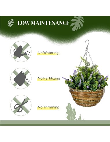 Outsunny Set of Two Artificial Hanging Lisianthus Flower Pots - Purple 844-360V00VT