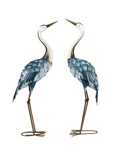 Outsunny Crane Garden Ornaments, 2 PCS Garden Statue Set, Steel Garden Gifts for Patio Pond Landscape Decoration, Multi-Colour 8