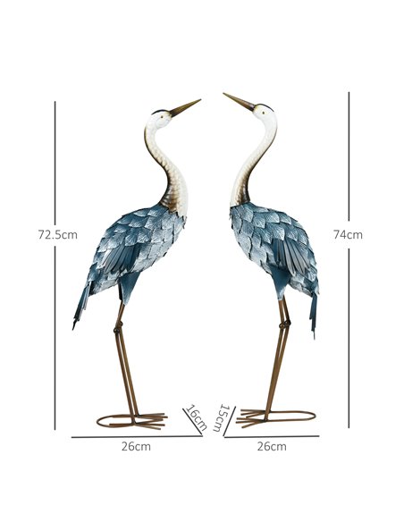 Outsunny Crane Garden Ornaments, 2 PCS Garden Statue Set, Steel Garden Gifts for Patio Pond Landscape Decoration, Multi-Colour 8 - pic 105328 | FastDaddyshop