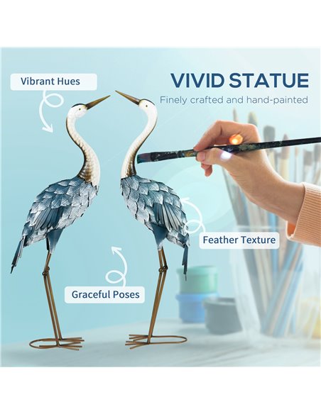 Outsunny Crane Garden Ornaments, 2 PCS Garden Statue Set, Steel Garden Gifts for Patio Pond Landscape Decoration, Multi-Colour 8 - pic 105329 | FastDaddyshop