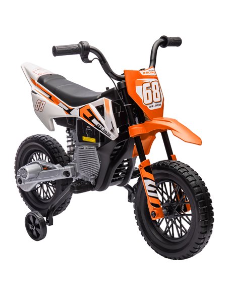 AIYAPLAY 12V Kids Electric Motorbike, Kids Electric Ride on motorcycle w/ Twist Grip Throttle, Training Wheels, Orange 370-335V7 - pic 105398 | FastDaddyshop