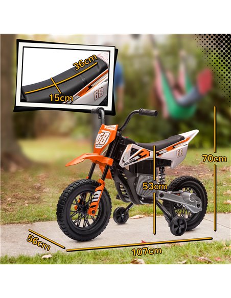 AIYAPLAY 12V Kids Electric Motorbike, Kids Electric Ride on motorcycle w/ Twist Grip Throttle, Training Wheels, Orange 370-335V7 - pic 105400 | FastDaddyshop