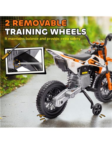 AIYAPLAY 12V Kids Electric Motorbike, Kids Electric Ride on motorcycle w/ Twist Grip Throttle, Training Wheels, Orange 370-335V7