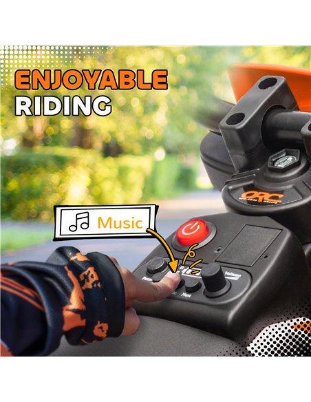 AIYAPLAY 12V Kids Electric Motorbike, Kids Electric Ride on motorcycle w/ Twist Grip Throttle, Training Wheels, Orange 370-335V7 - pic 105404 | FastDaddyshop