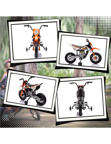 AIYAPLAY 12V Kids Electric Motorbike, Kids Electric Ride on motorcycle w/ Twist Grip Throttle, Training Wheels, Orange 370-335V7 - pic 105406 | FastDaddyshop