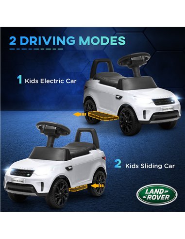 AIYAPLAY 2 in 1 Land Rover Licensed 6V Kids Electric Ride On Car Sliding Car w/ Headlights Music, for 18-60 Months White 370-341