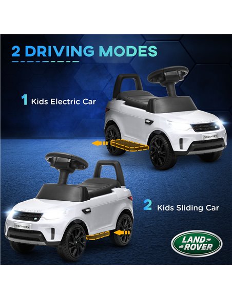 AIYAPLAY 2 in 1 Land Rover Licensed 6V Kids Electric Ride On Car Sliding Car w/ Headlights Music, for 18-60 Months White 370-341 - pic 105473 | FastDaddyshop