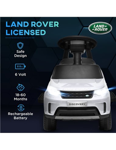 AIYAPLAY 2 in 1 Land Rover Licensed 6V Kids Electric Ride On Car Sliding Car w/ Headlights Music, for 18-60 Months White 370-341